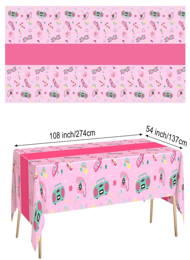 اودين مفارش طاولة حفلات عيد ميلاد الأميرات الوردية من أودين، 6 قطع، مقاس 54 بوصة × 108 بوصة، للأطفال والفتيات، بتصميم دمى الأميرات، أغطية طاولات بلاستيكية للاستخدام مرة واحدة، لوازم الحفلات - Image 2